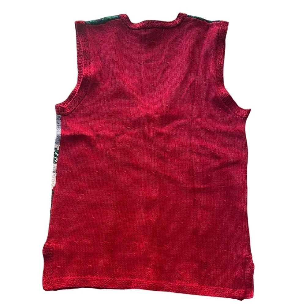 Talbots Christmas Sweater Knit Vest Red Green Size Medium Winter Holiday Novelty - Picture 9 of 10